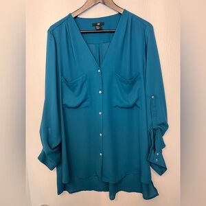 H&M Teal Button-Up Blouse